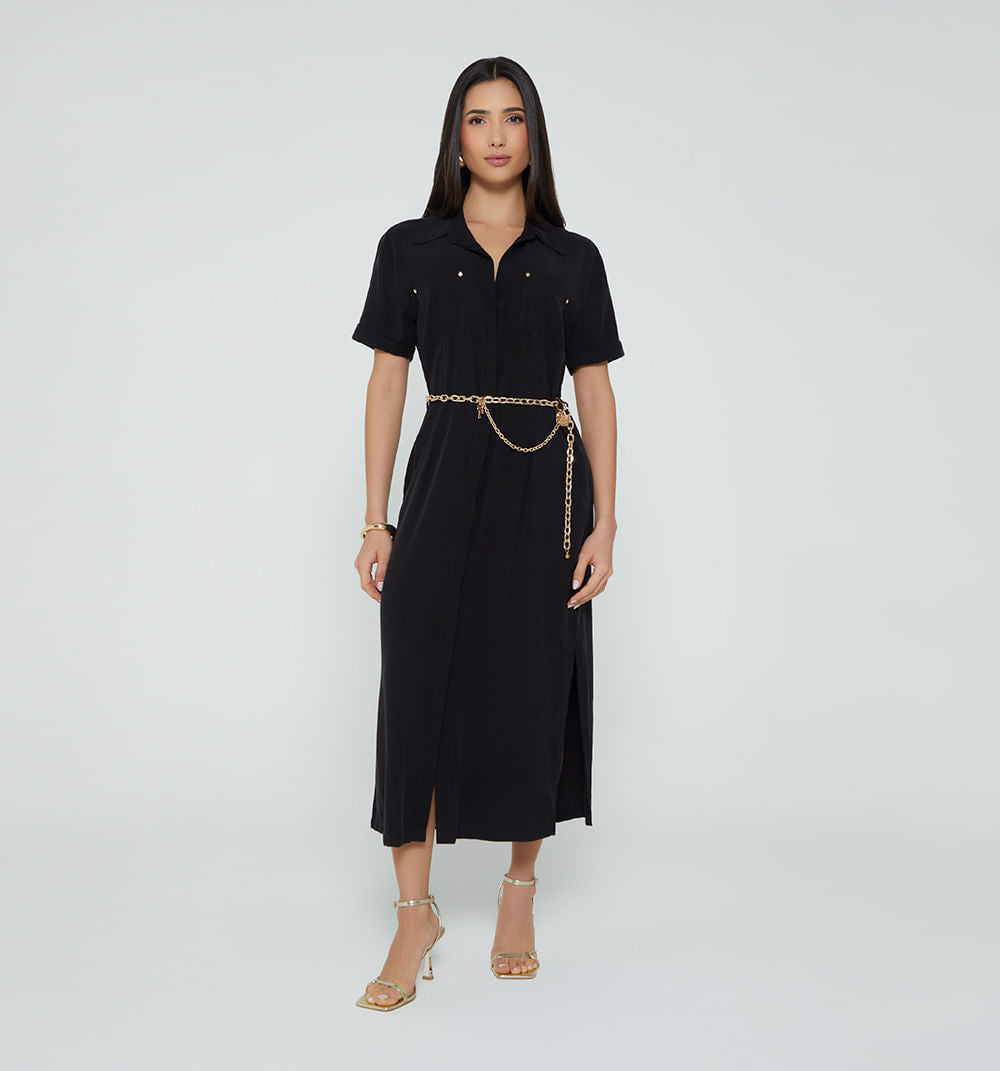 Vestido Midi Manga Corta