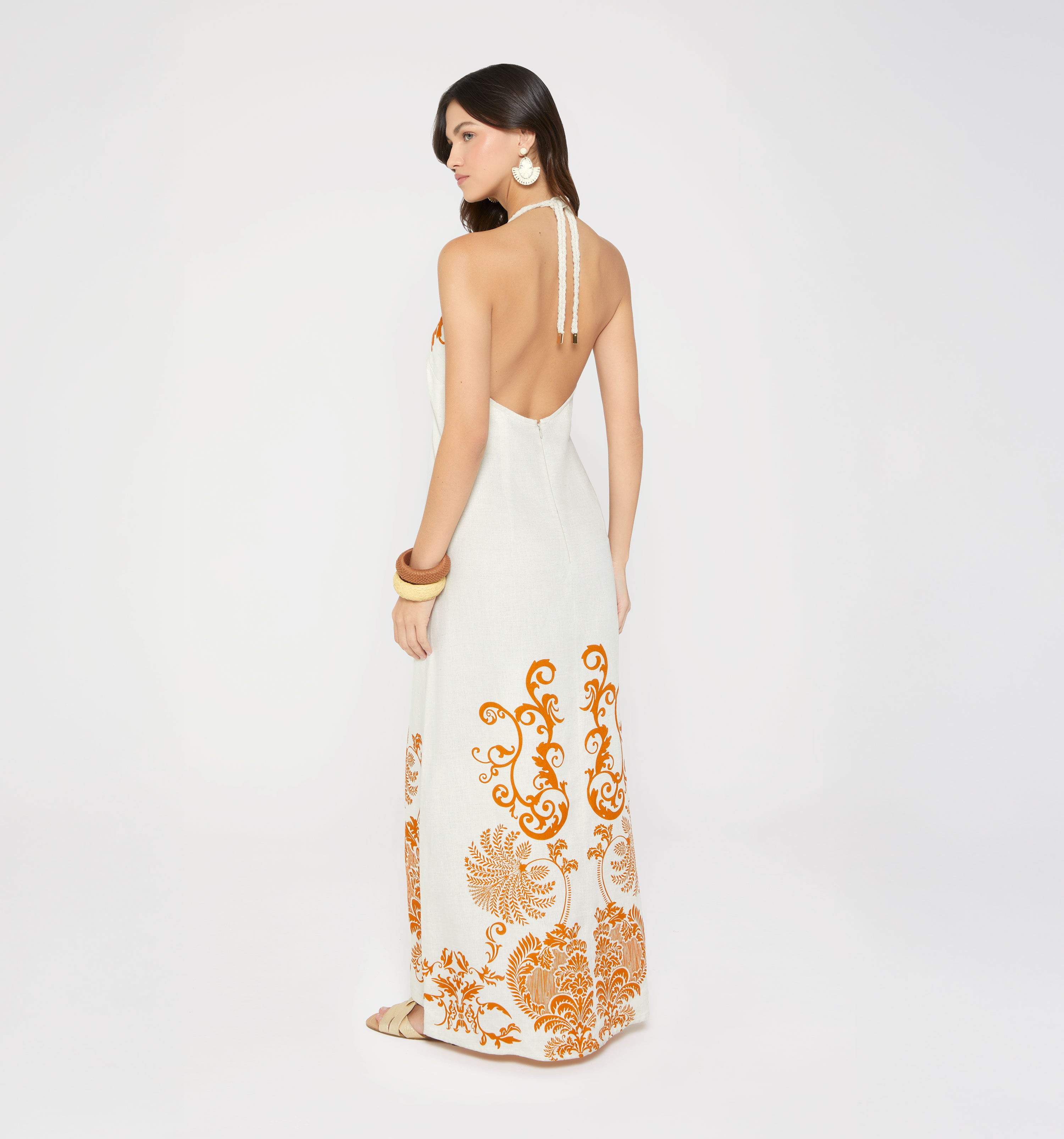 Vestido Largo Con Amarre - Beige