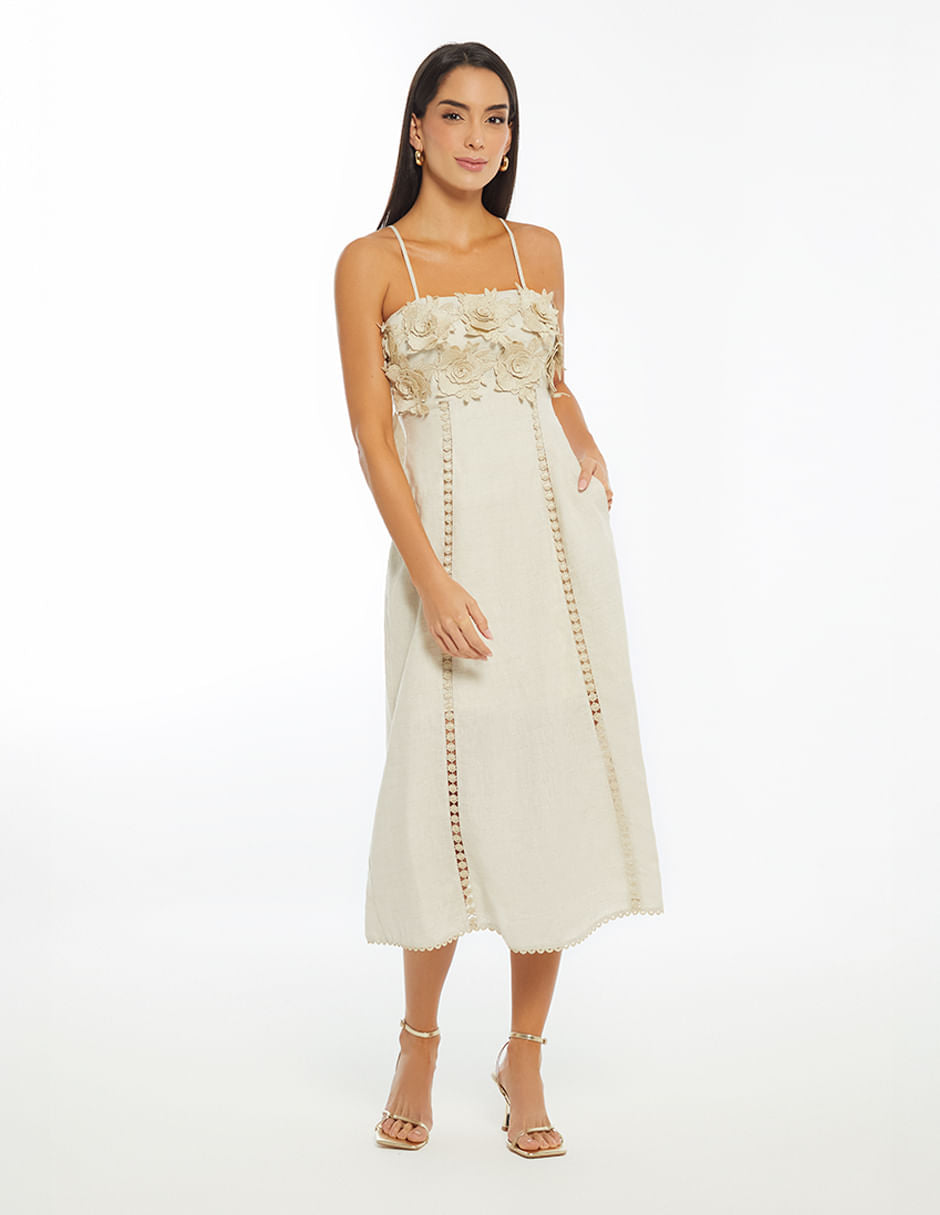 Vestido Midi Con Flores
