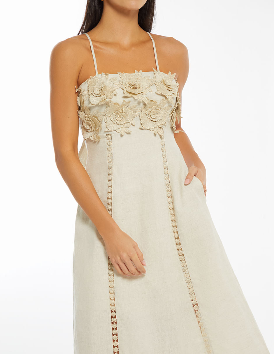 Vestido Midi Con Flores