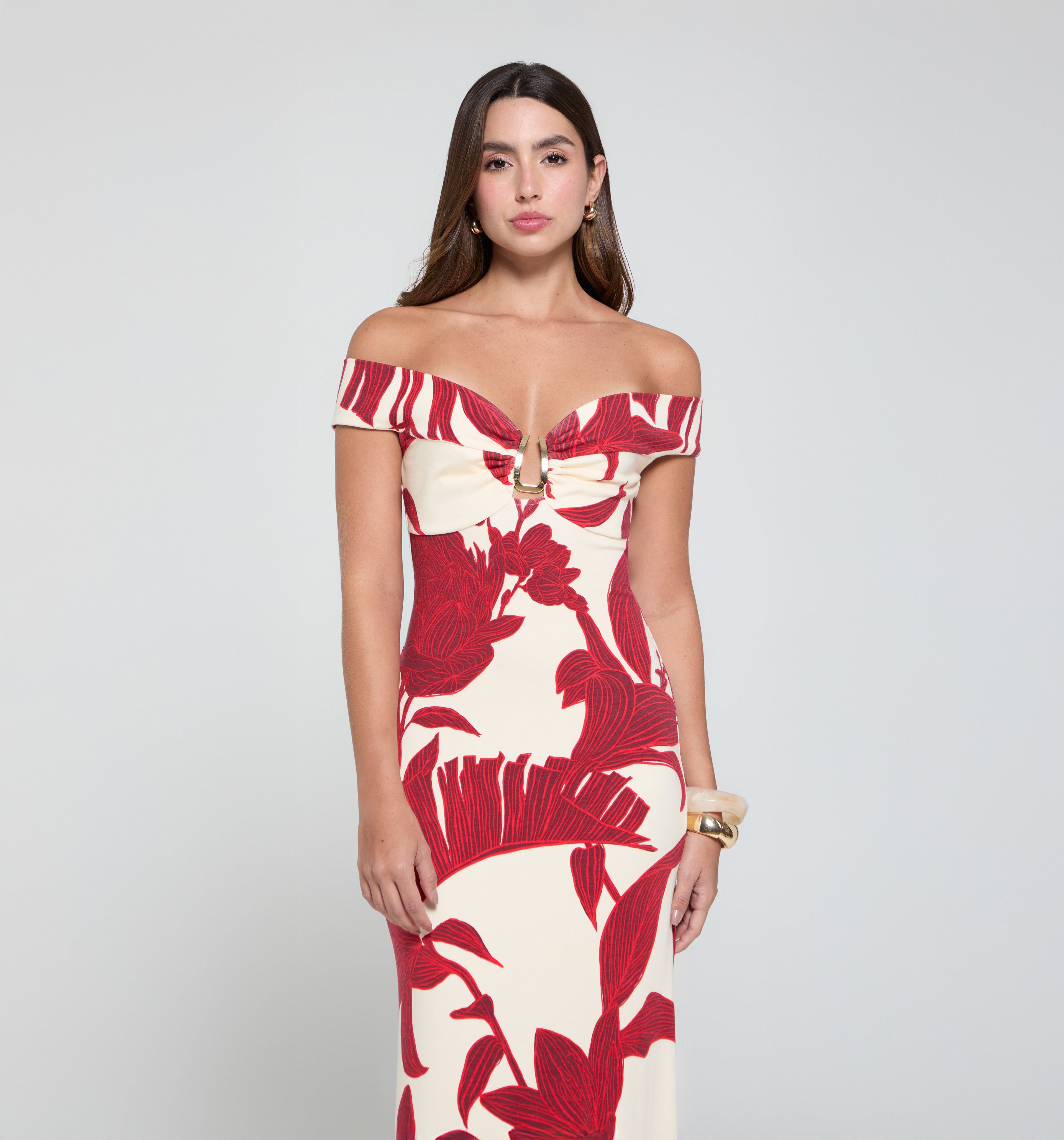 Vestido Largo Escote Bandeja Con Insumo