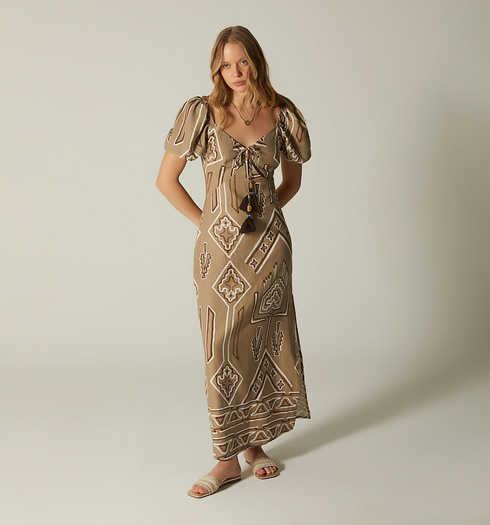 Vestido Largo Un Solo Hombro - Gris