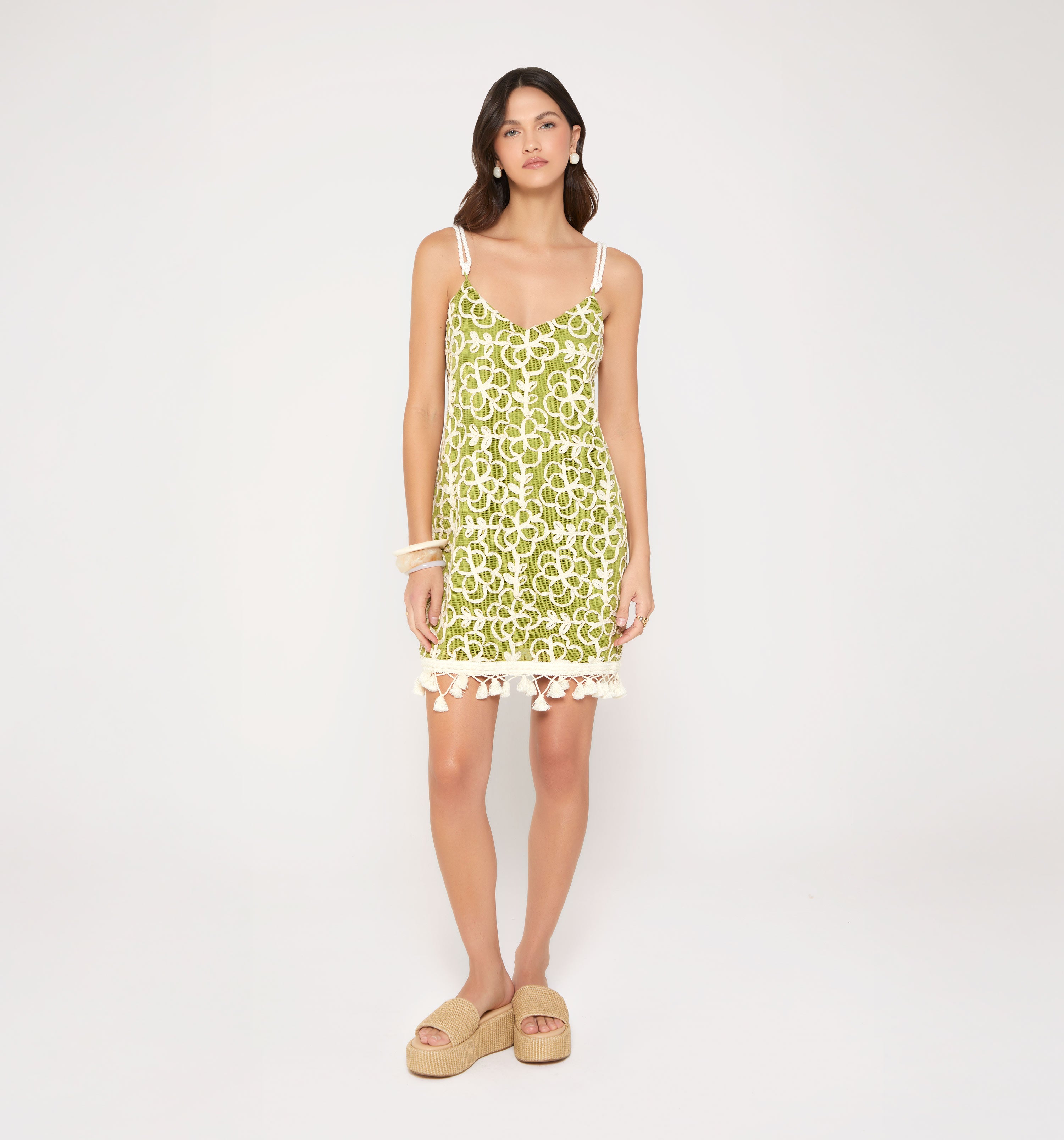Vestido Corto Con Flecos