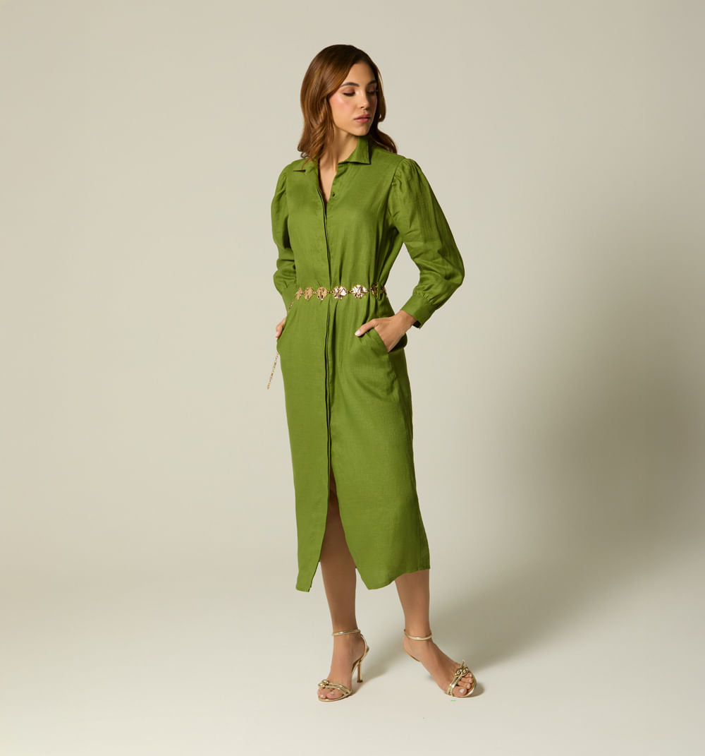 Vestido Midi Tipo Camisero Manga 3/4 S143097
