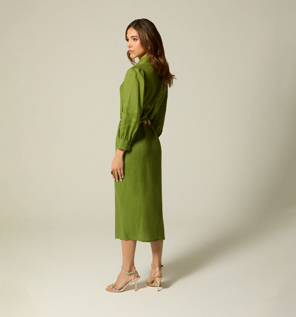 Vestido Midi Tipo Camisero Manga 3/4 S143097