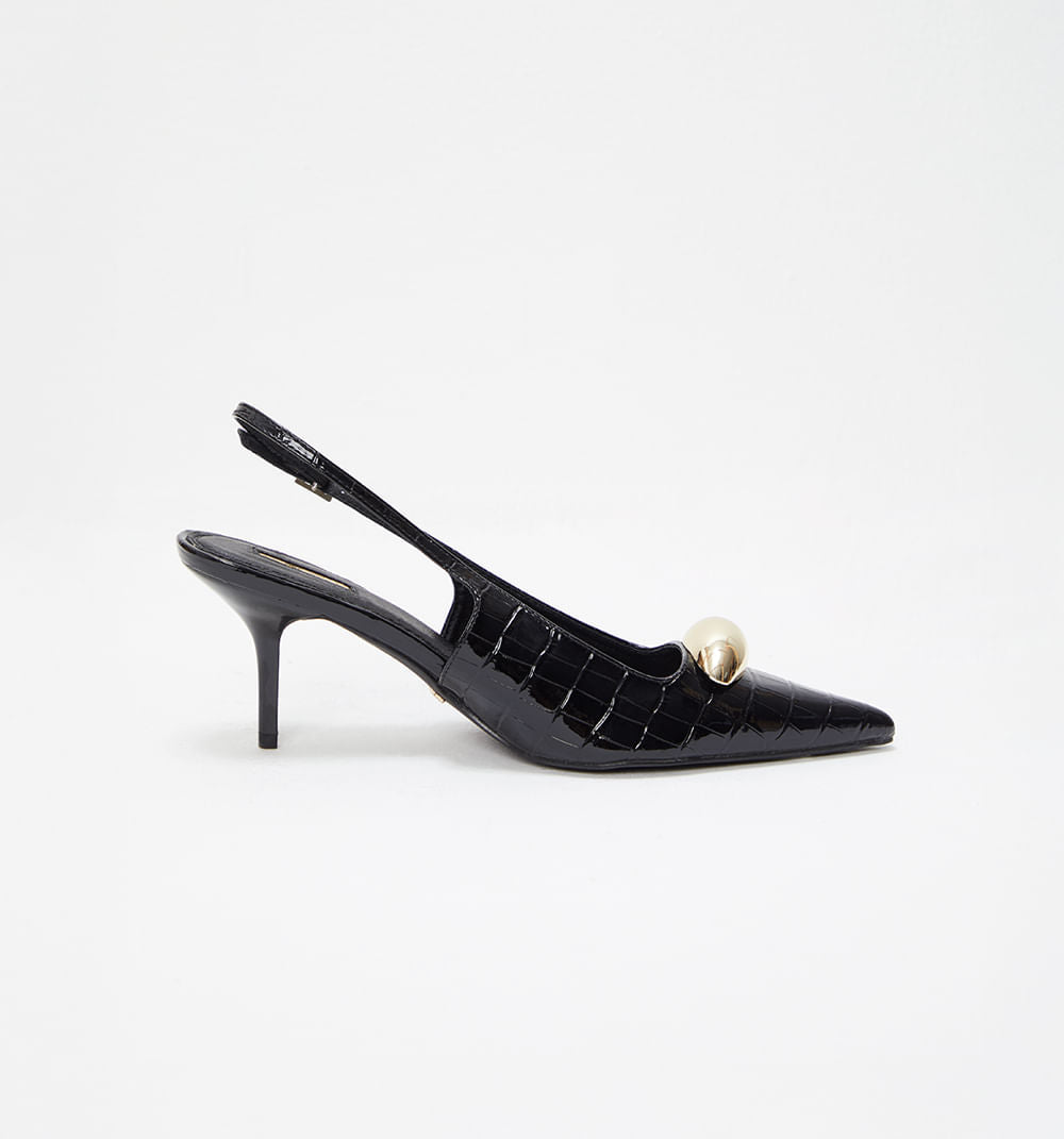 Zapato Cerrado Croco Con Aplique