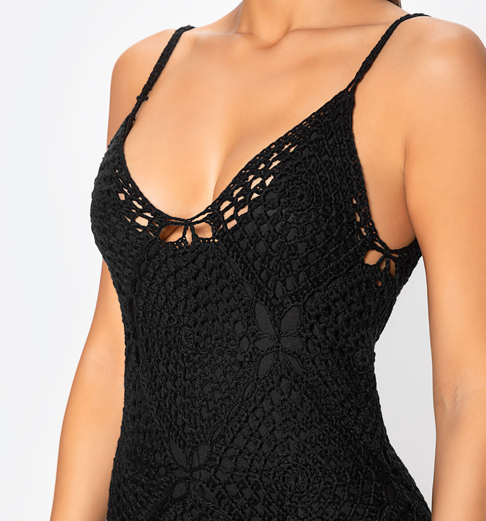 Vestido Crochet Con Flecos