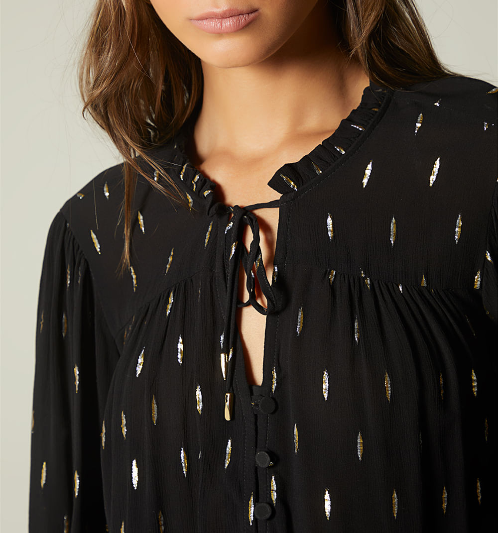 Body Camisero Manga 3/4 - Negro