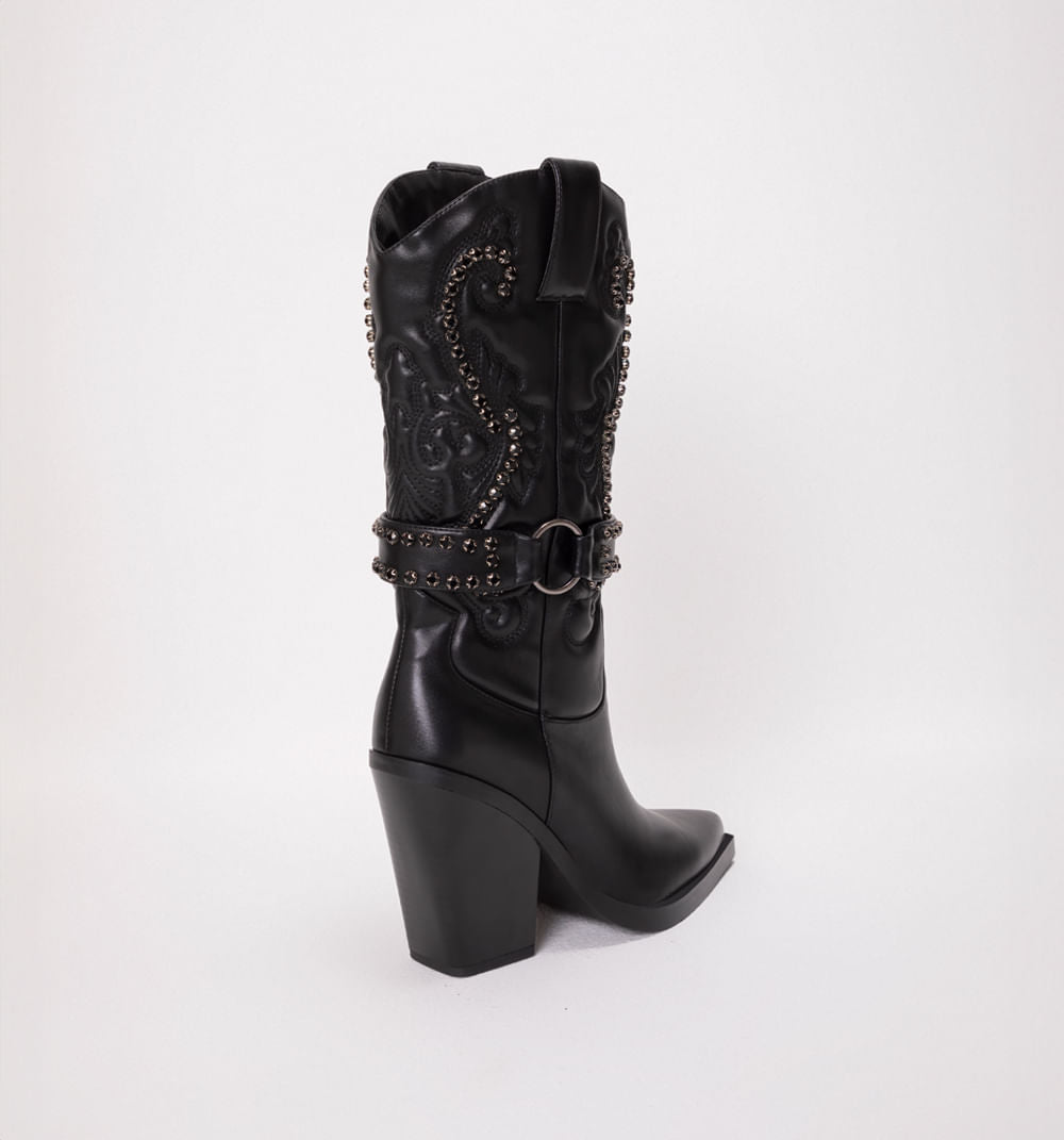 Bota Caña Alta Western Con Pedreria