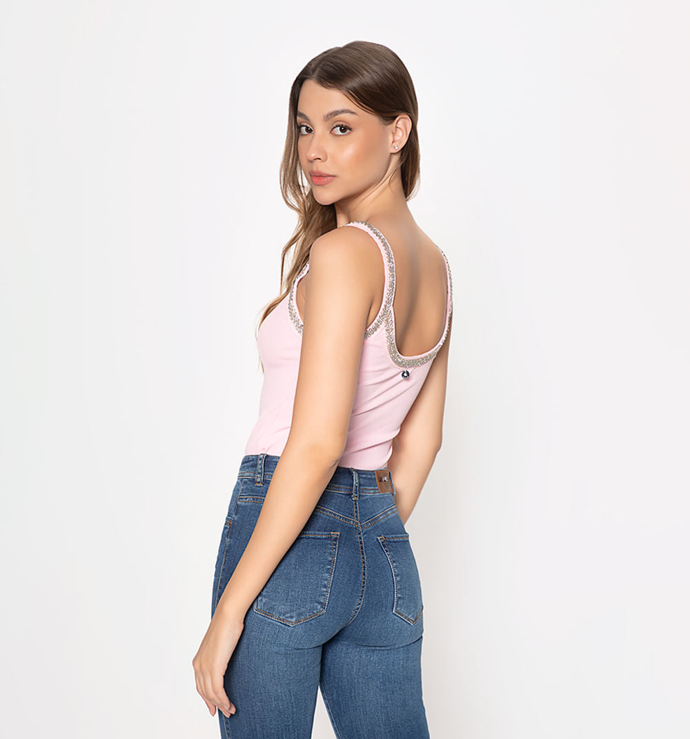 Body De Tiras Y Cuello Con Cristales
