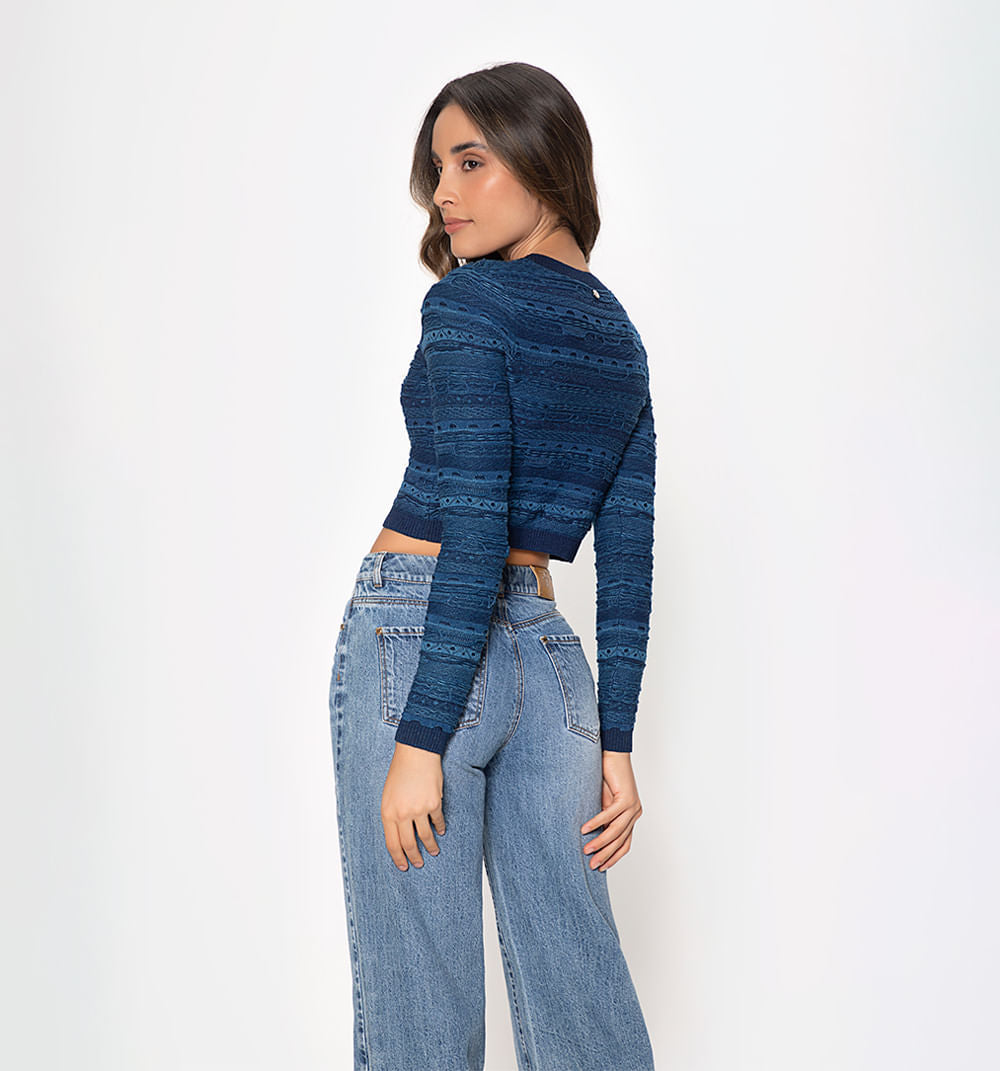 Sueter Tejido Efecto Denim