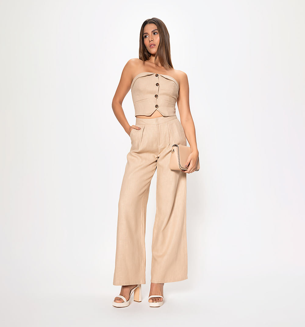 Conjunto Pantalon Palazo Blusa Straple