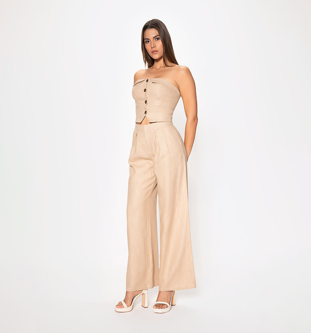 Conjunto Pantalon Palazo Blusa Straple