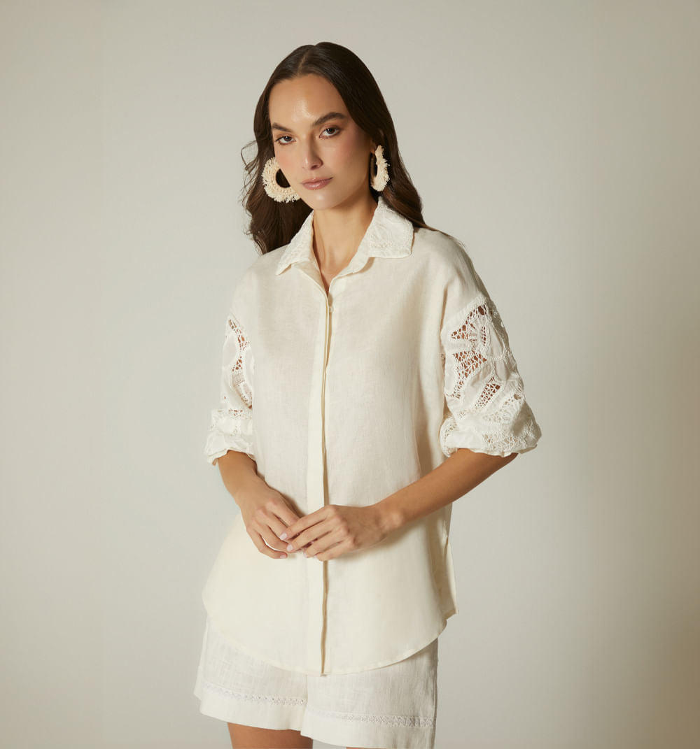 Bluson Camisero Con Mangas En Combinacio