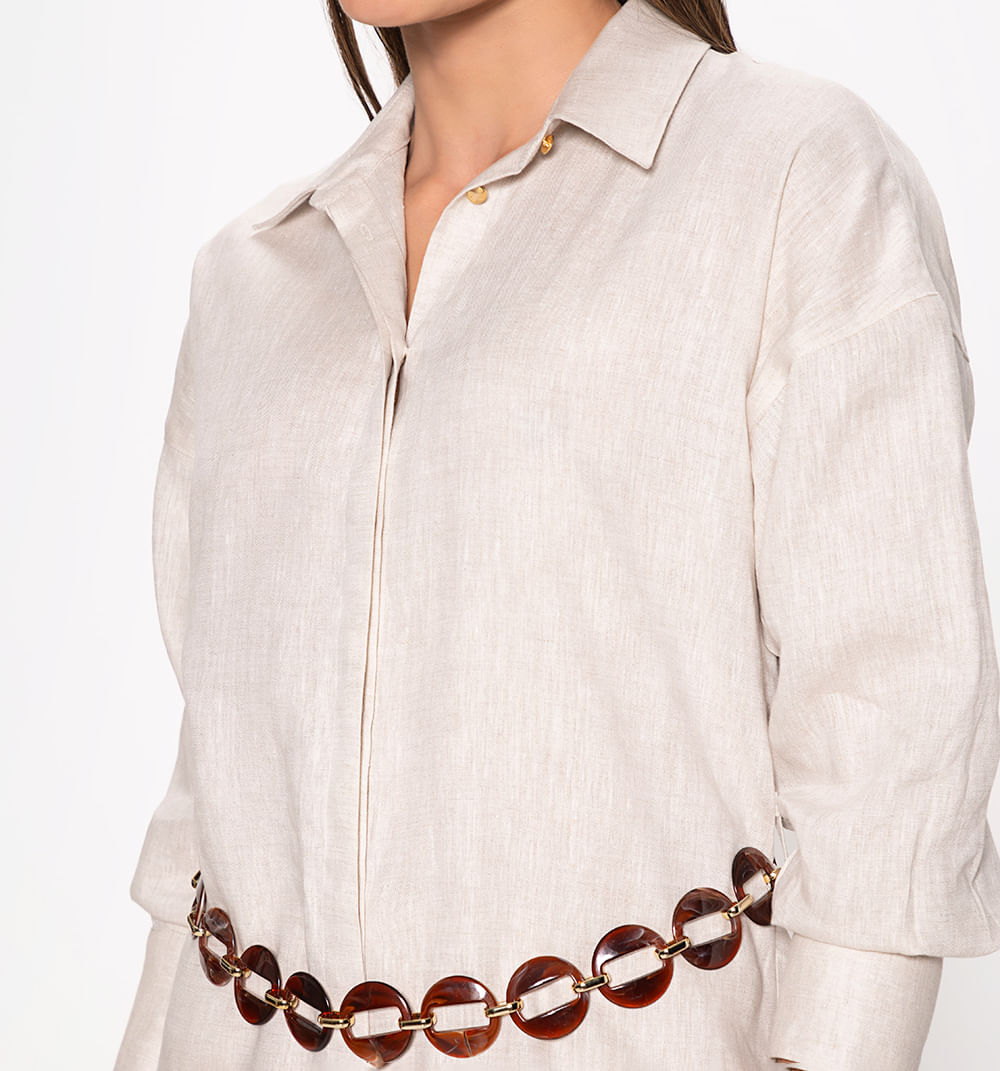 Bluson Camisero Manga Larga Con Cinturon