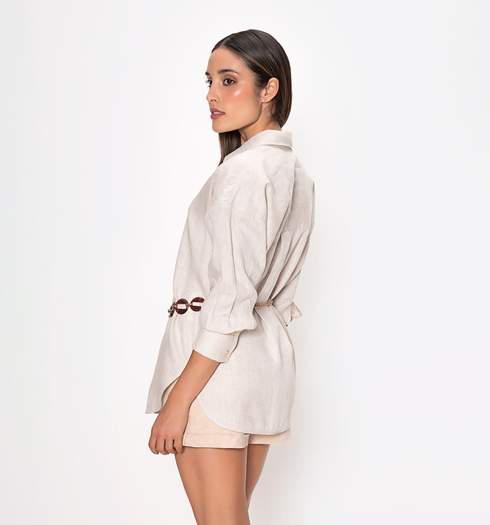 Bluson Camisero Manga Larga Con Cinturon