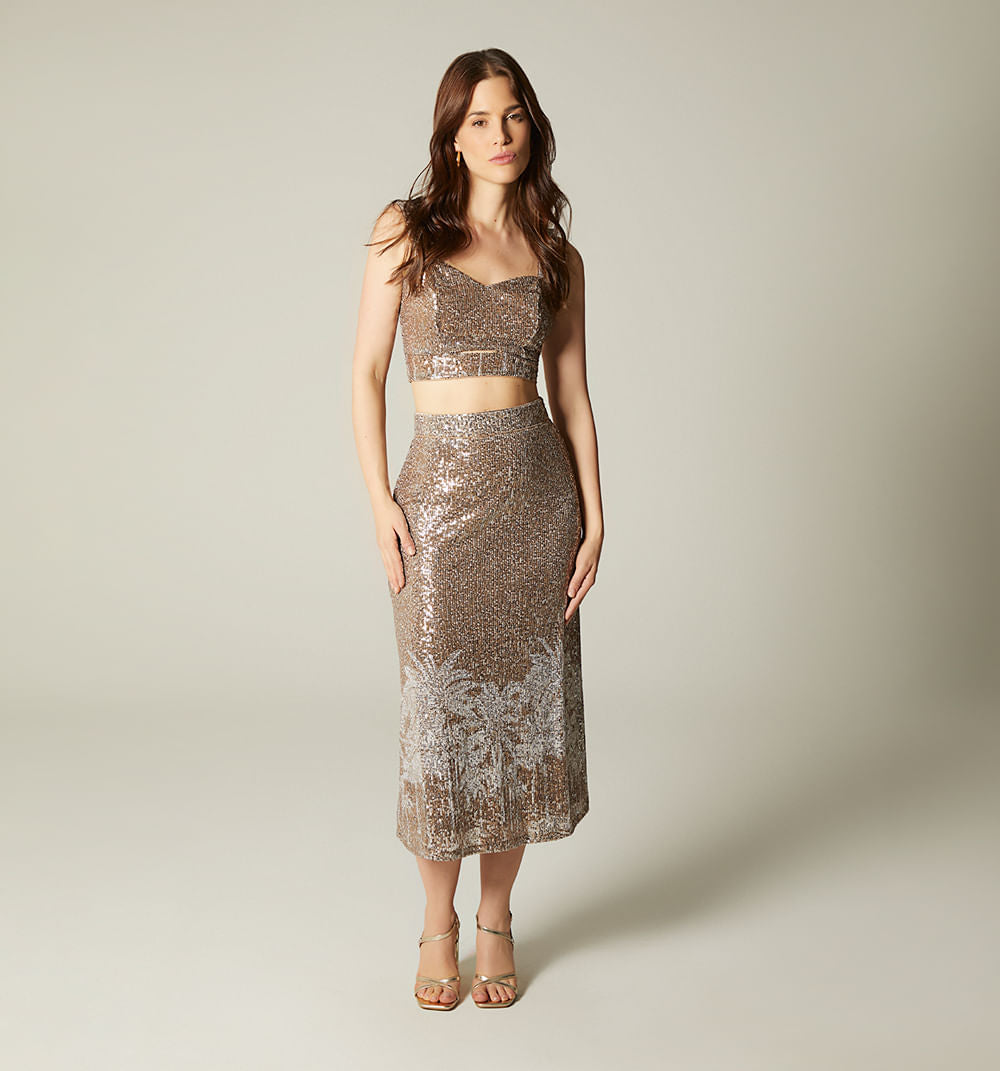 Falda Midi - Beige