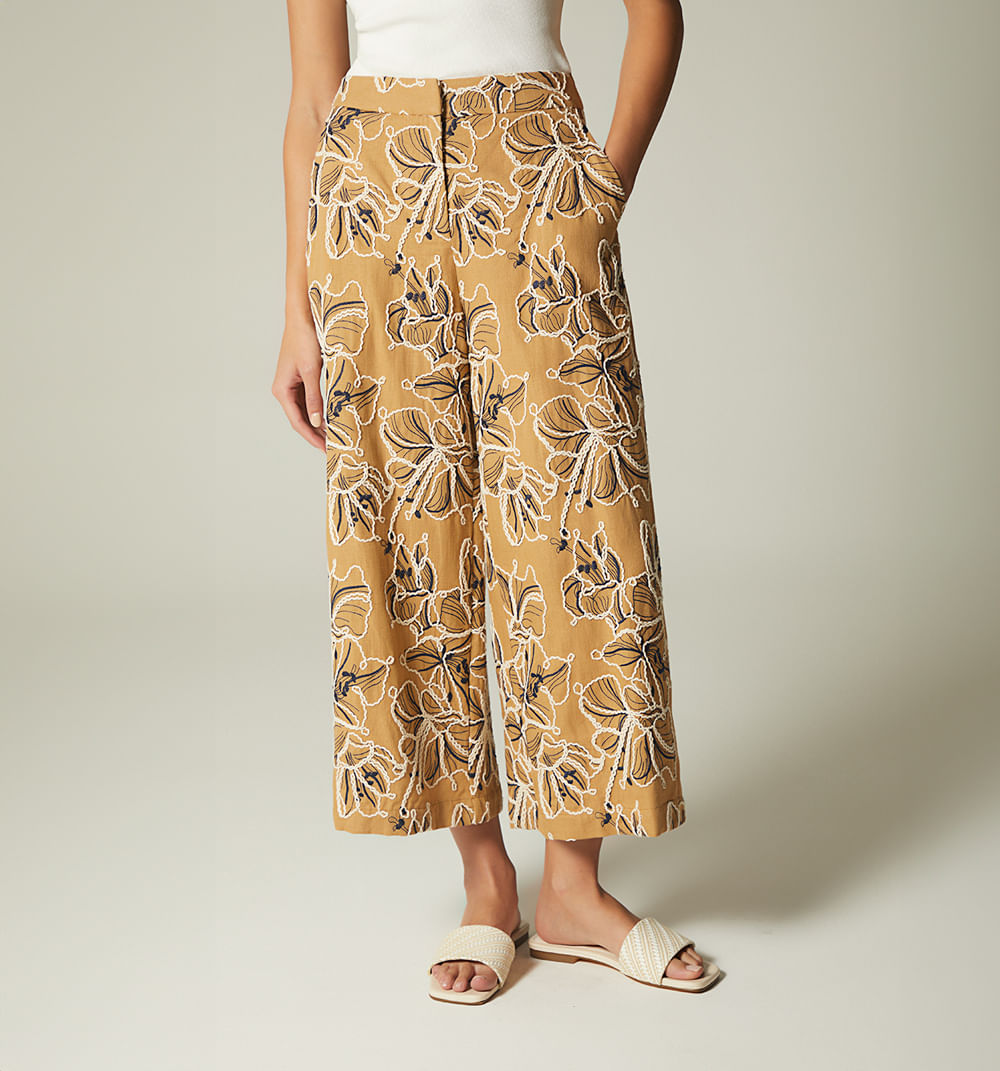 Pantalon Culotte Tiro Alto - Gris