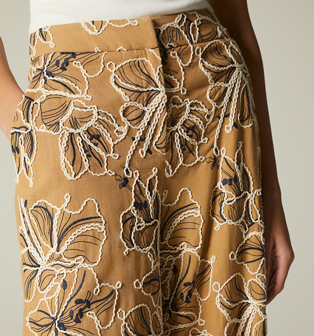 Pantalon Culotte Tiro Alto - Gris