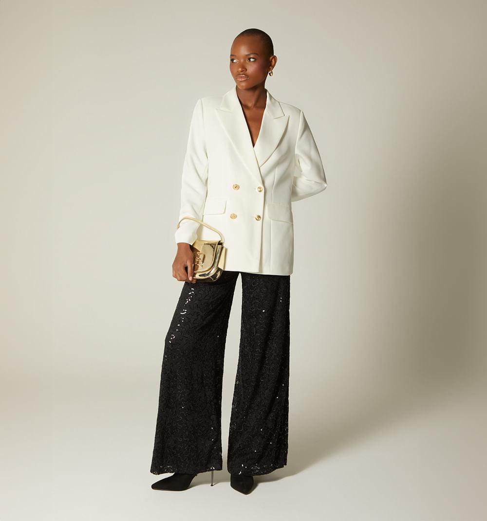 Pantalon Palazo Tiro Alto - Negro