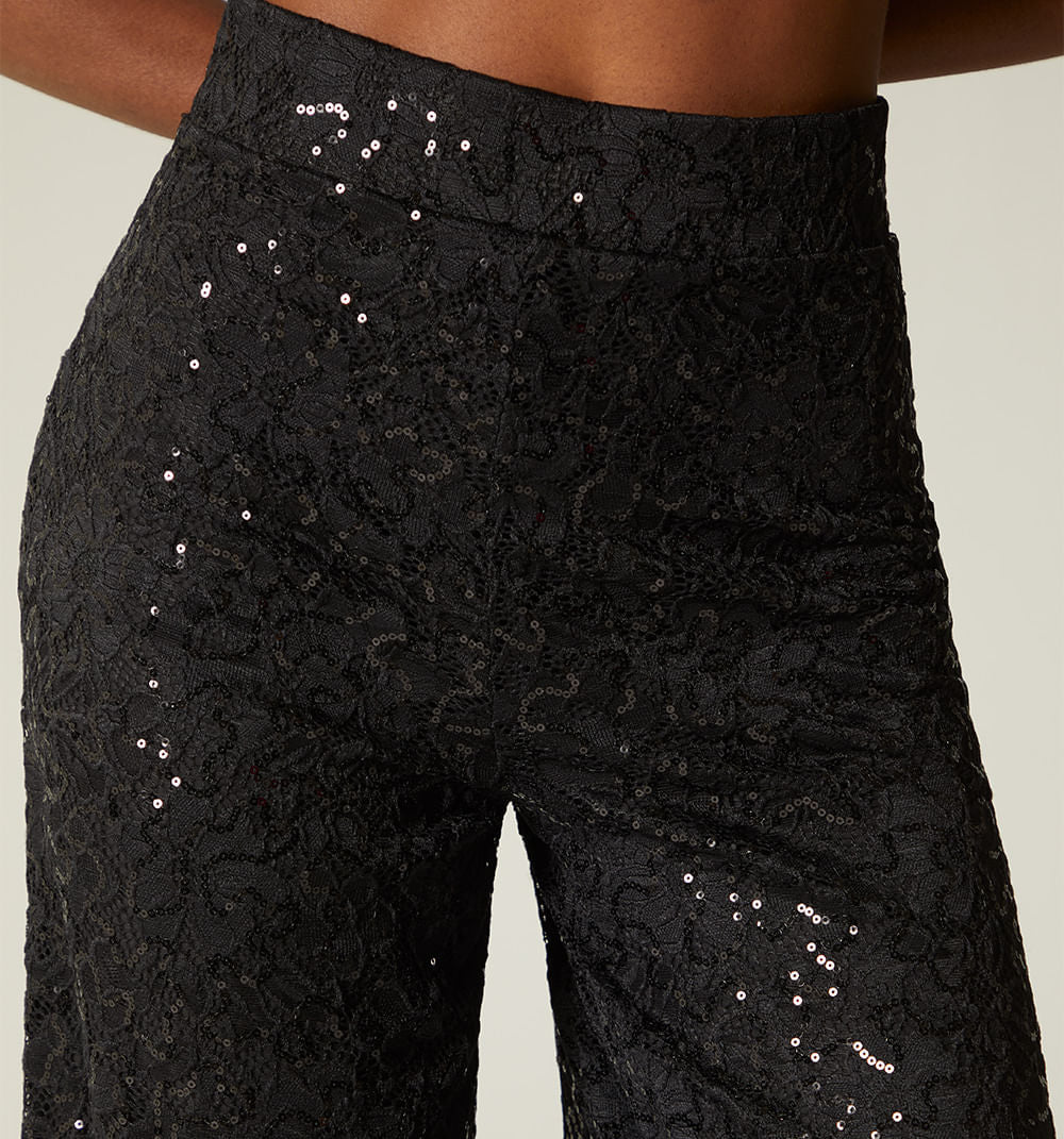 Pantalon Palazo Tiro Alto - Negro