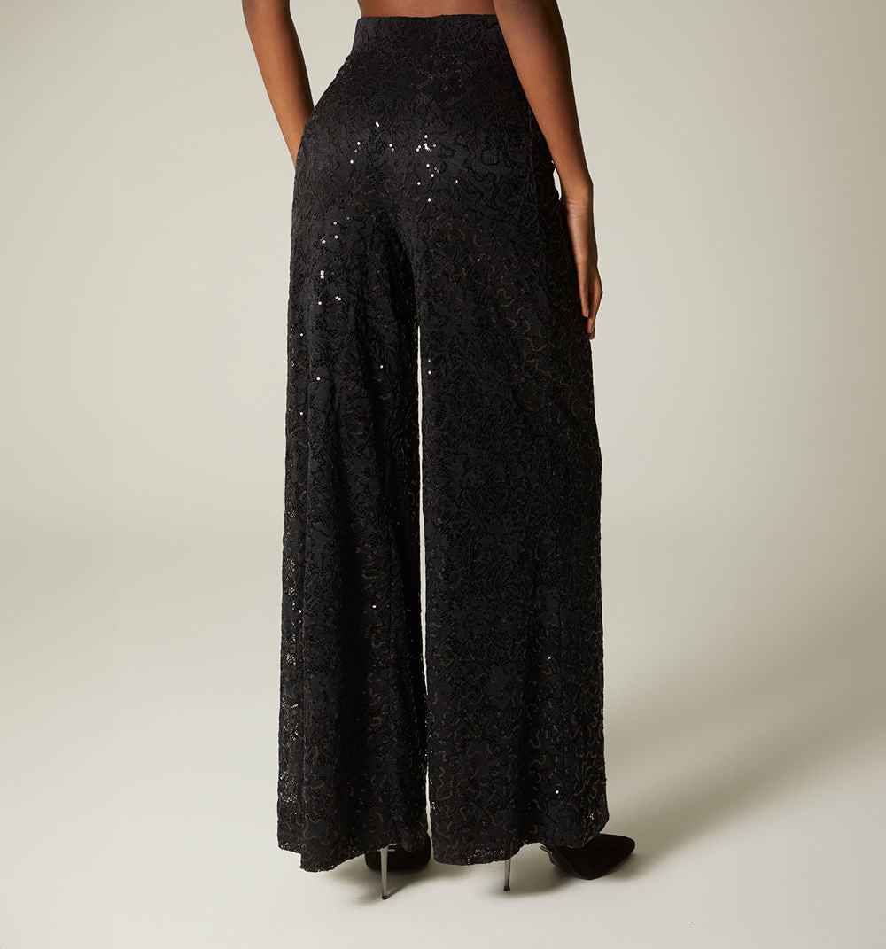 Pantalon Palazo Tiro Alto - Negro