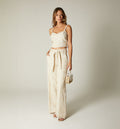 Pantalon Palazzo Tiro Alto Con Cinturon