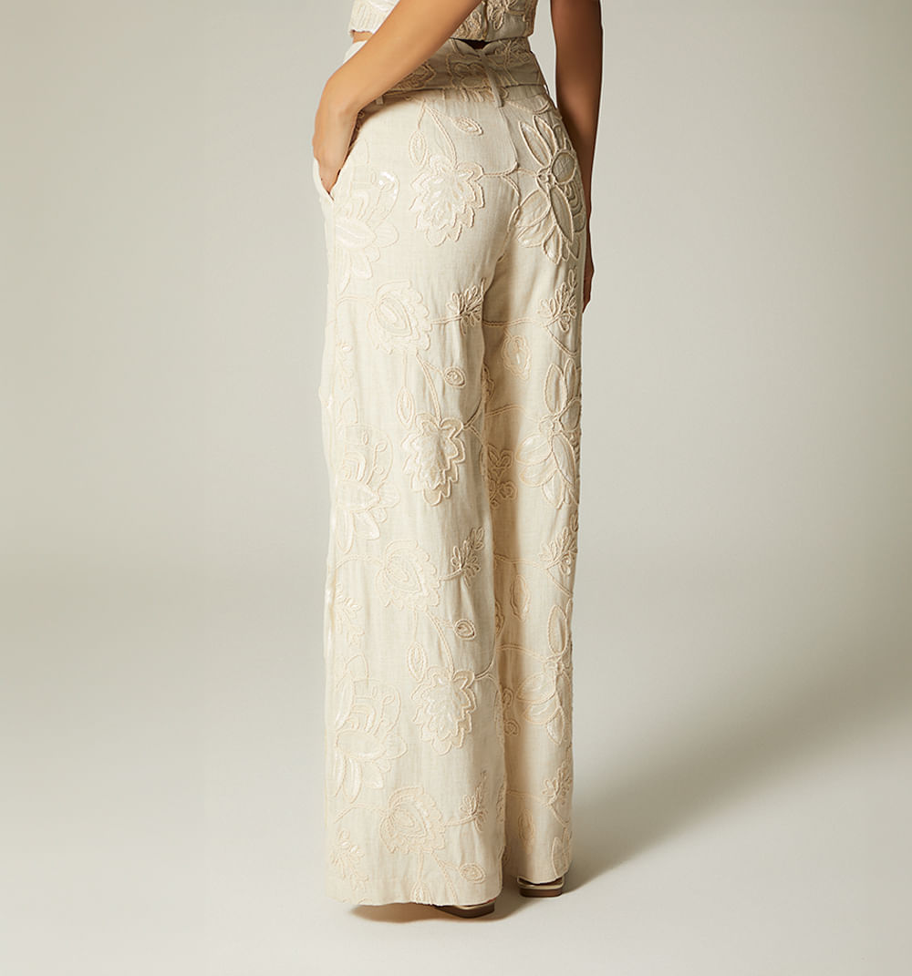 Pantalon Palazzo Tiro Alto Con Cinturon