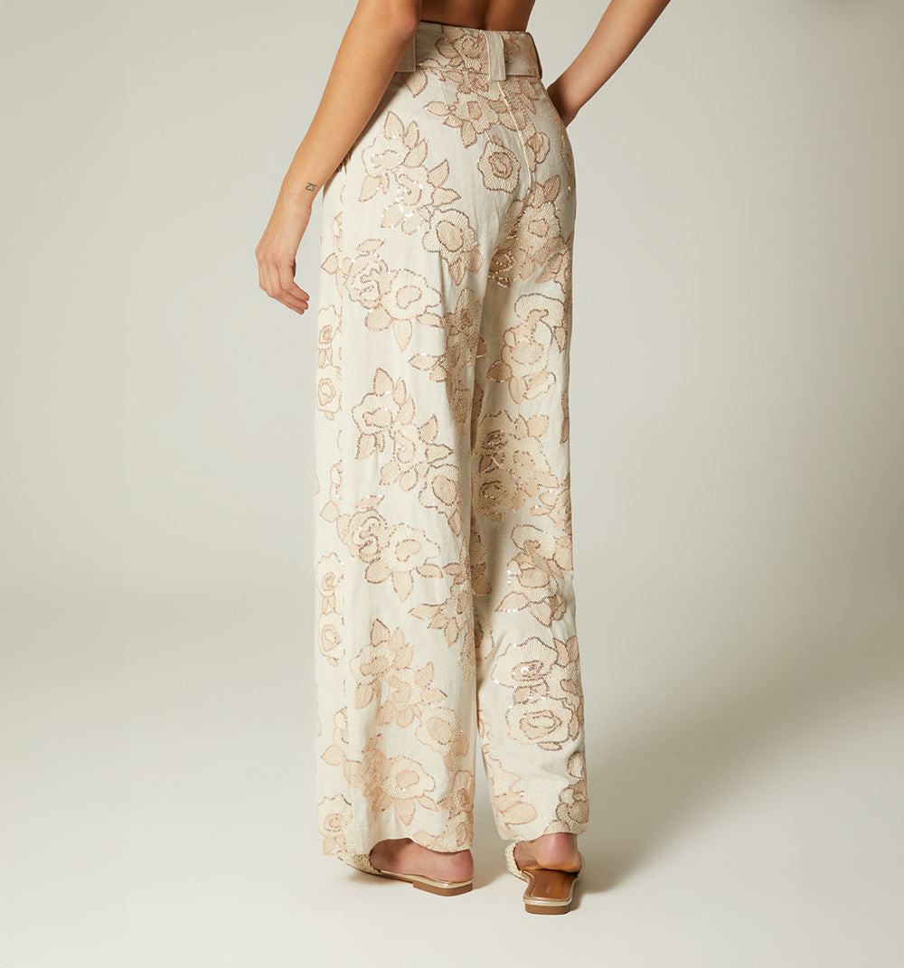 Pantalon Tiro Alto Palazzo Con Correa