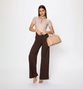 Pantalon Palazo Tiro Alto Con Prenses Y