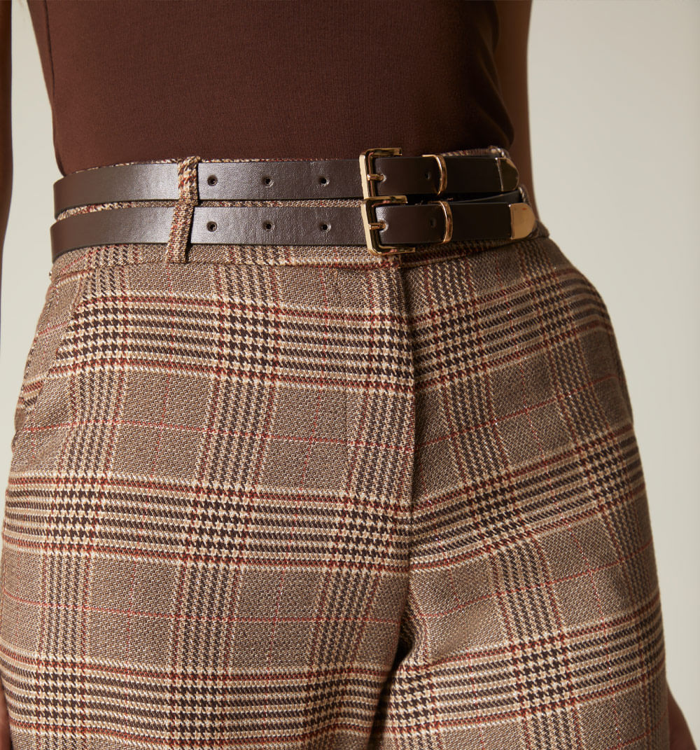 Pantalon Tiro Alto Bota Recta Con Correa