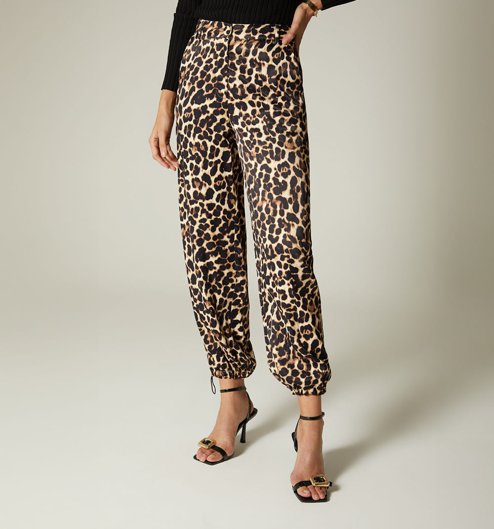 Pantalon Tiro Alto Con Bolsillos