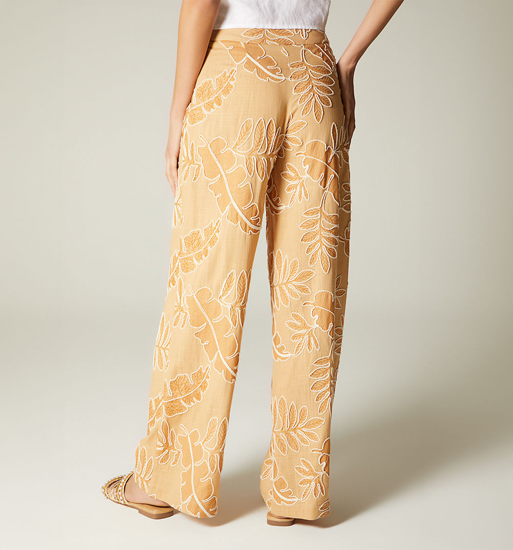 Pantalon Palazzo Tiro Alto Con Correa En