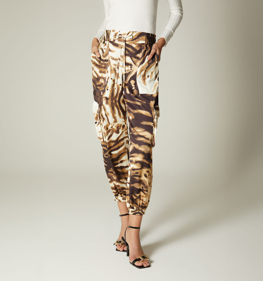 Pantalon Deportivo Con Elastico - Beige