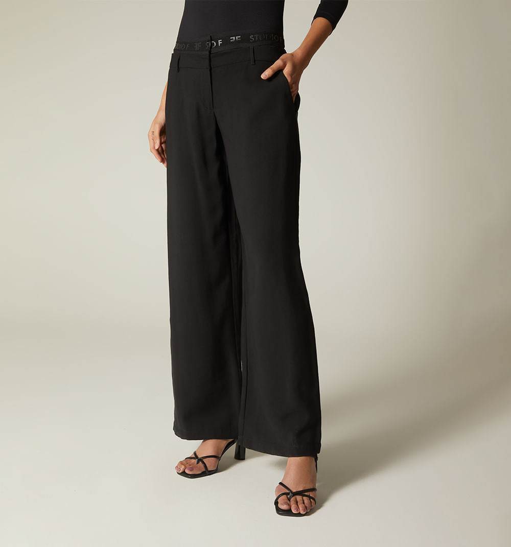 Pantalon Tiro Bajo Con Pretina Y Elastic