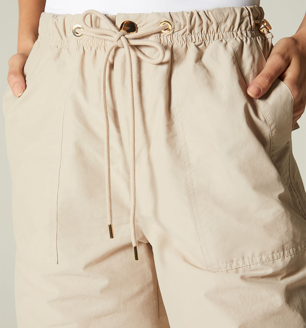 Pantalon Tiro Alto Con Elasticos