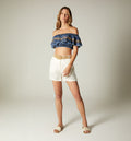 Short Tiro Alto Con Correa - Natural