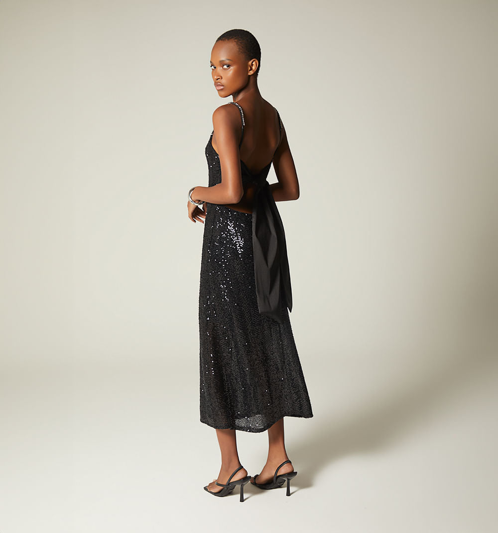 Vestido Midi De Tiras Con Amarre