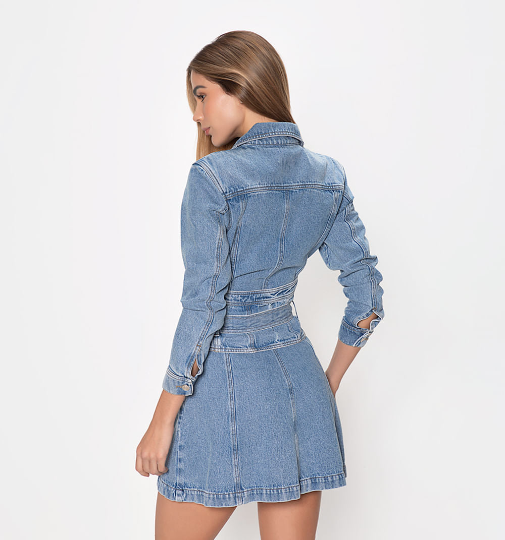 Vestido Corto Manga Larga, Con Cinturill