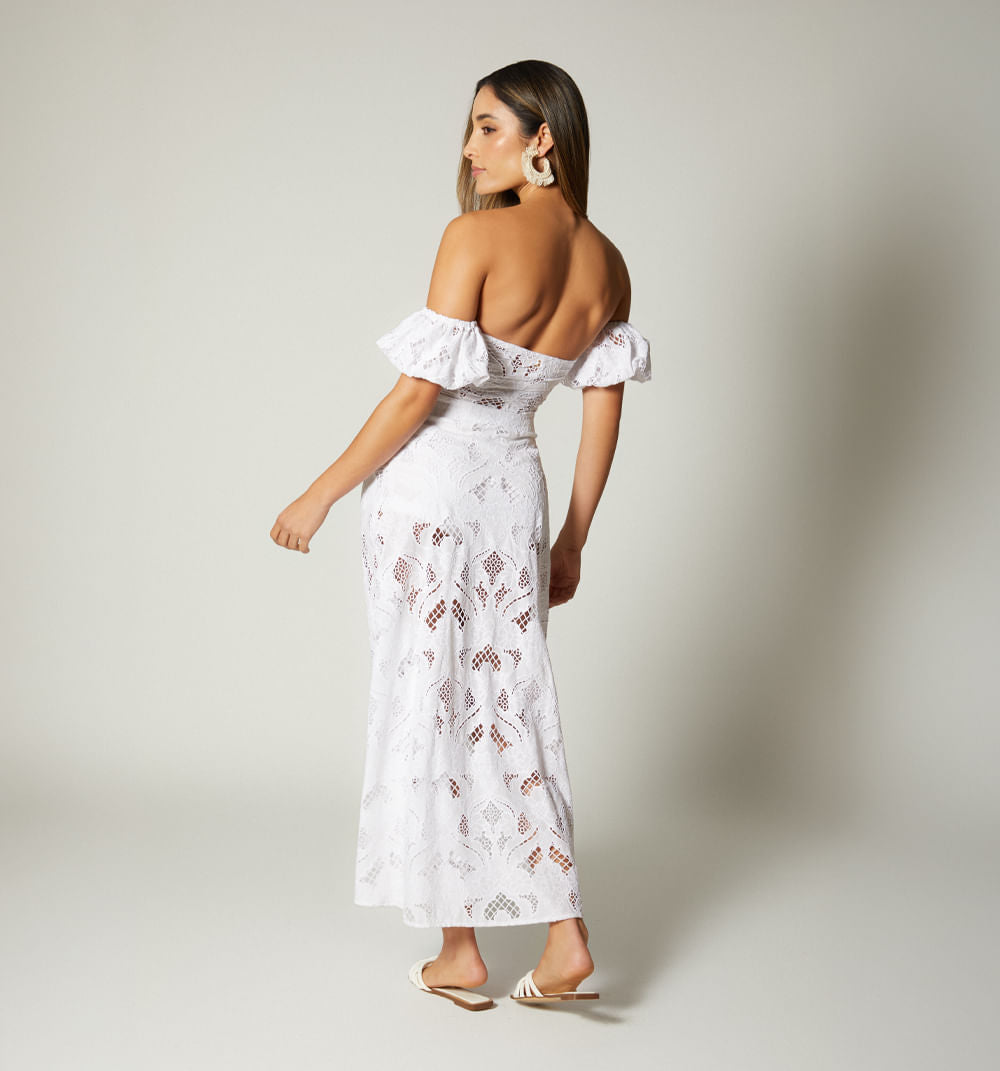 Vestido Largo Escote Bandeja