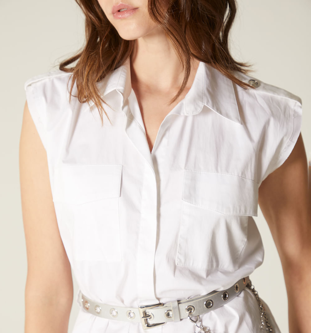 Vestido Tipo Camisero Manga Sisa Con Cin