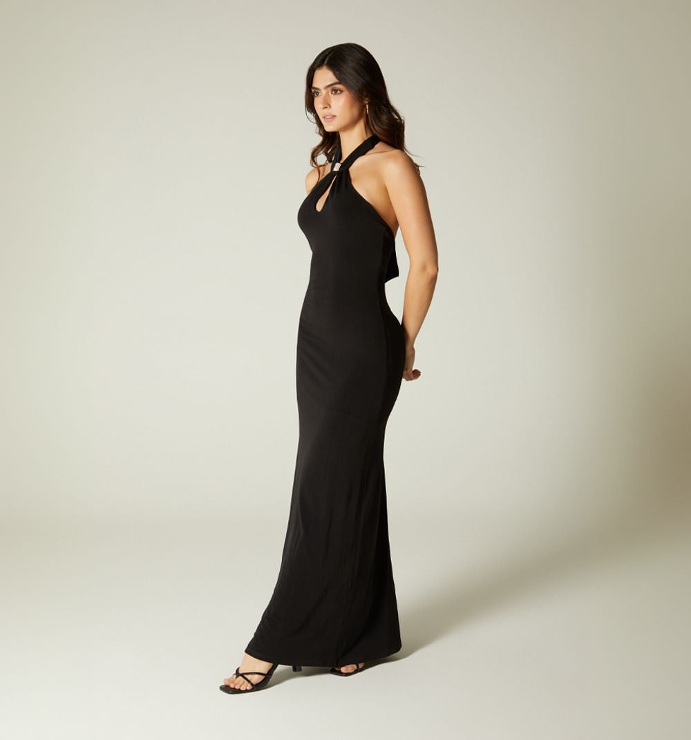 Vestido Largo Ajustado Con Amarre