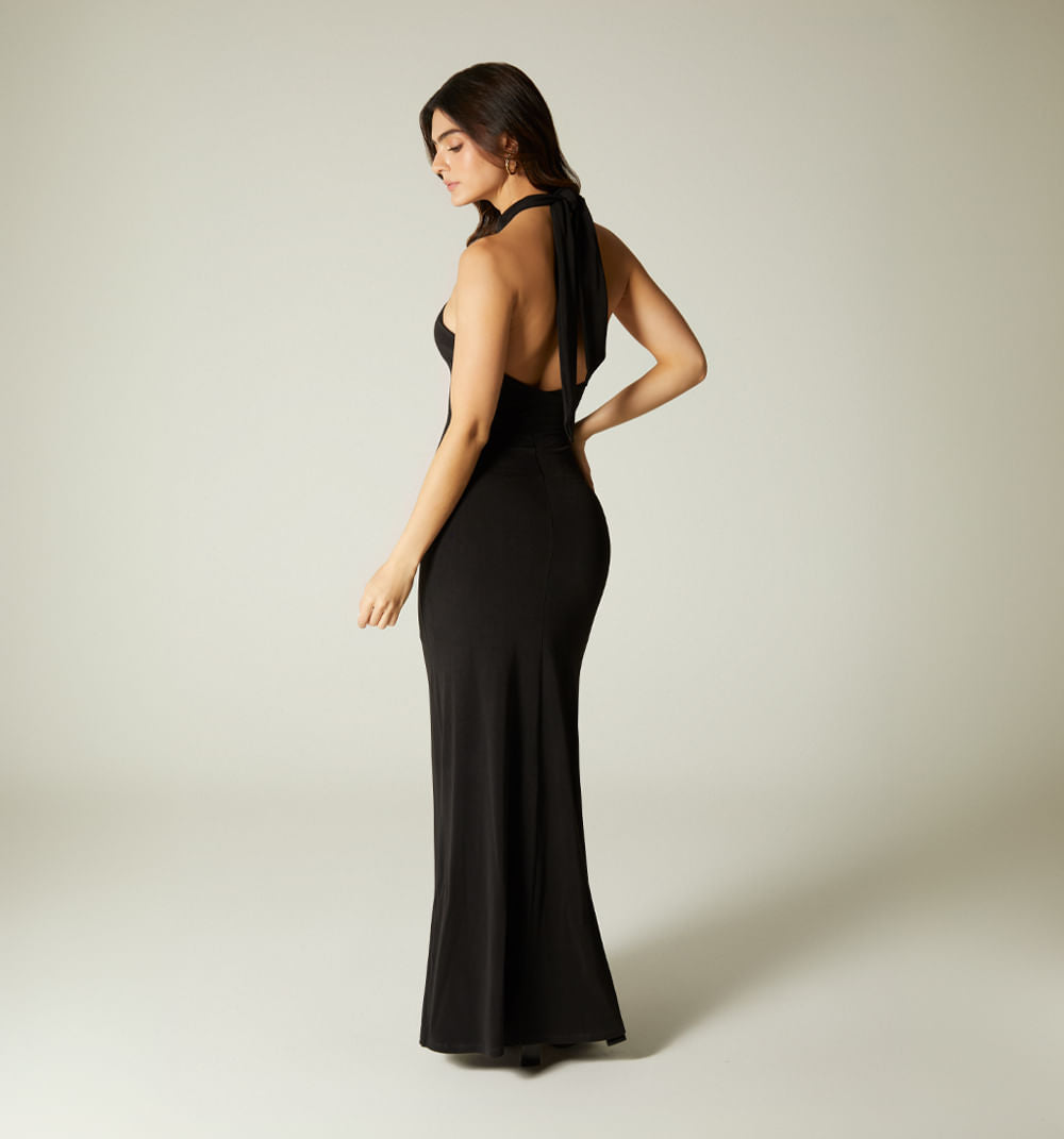 Vestido Largo Ajustado Con Amarre